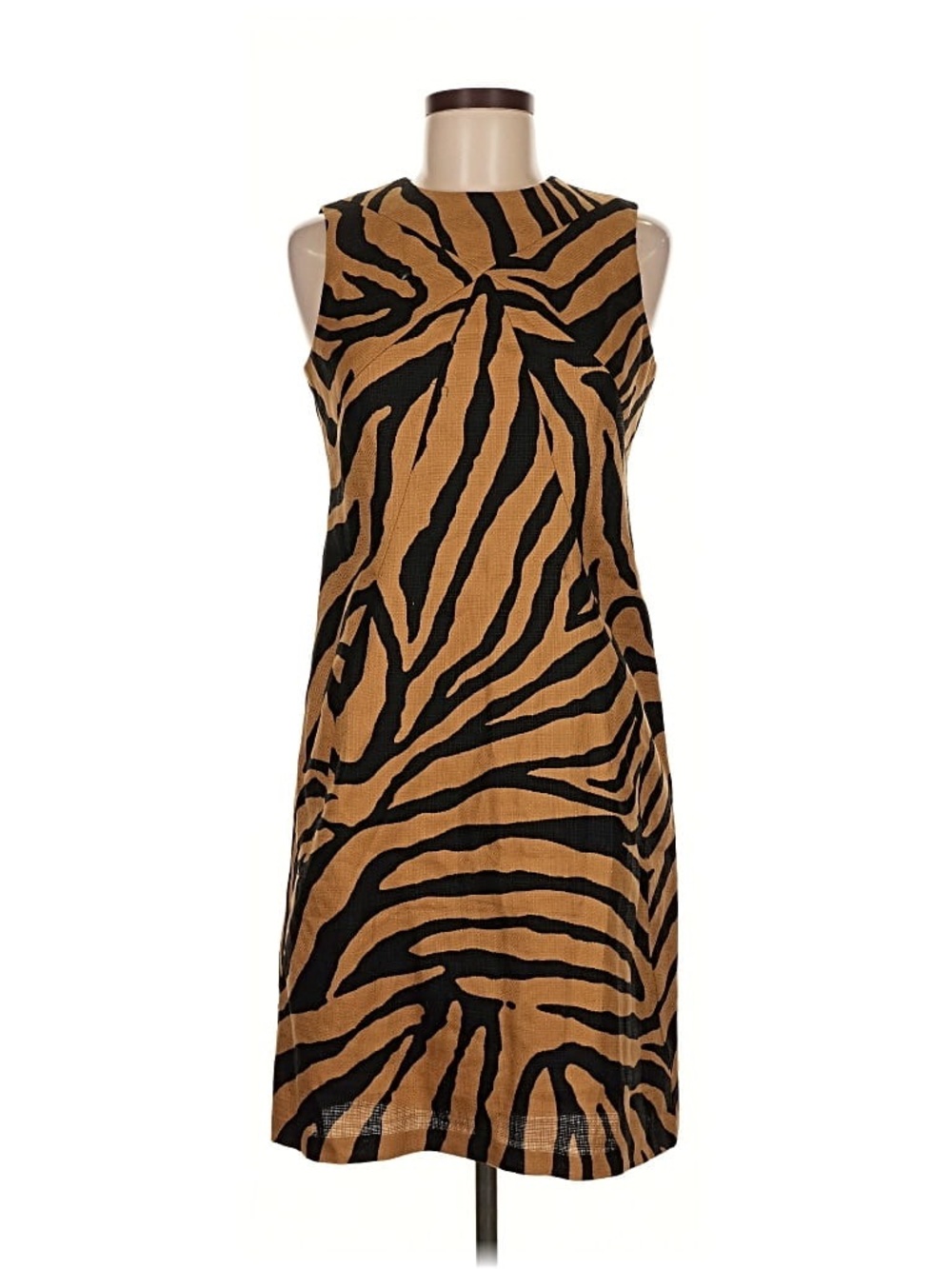 Anne Klein Zebra/Tiger Print Sleeveless Shift Dress - Brown and Black